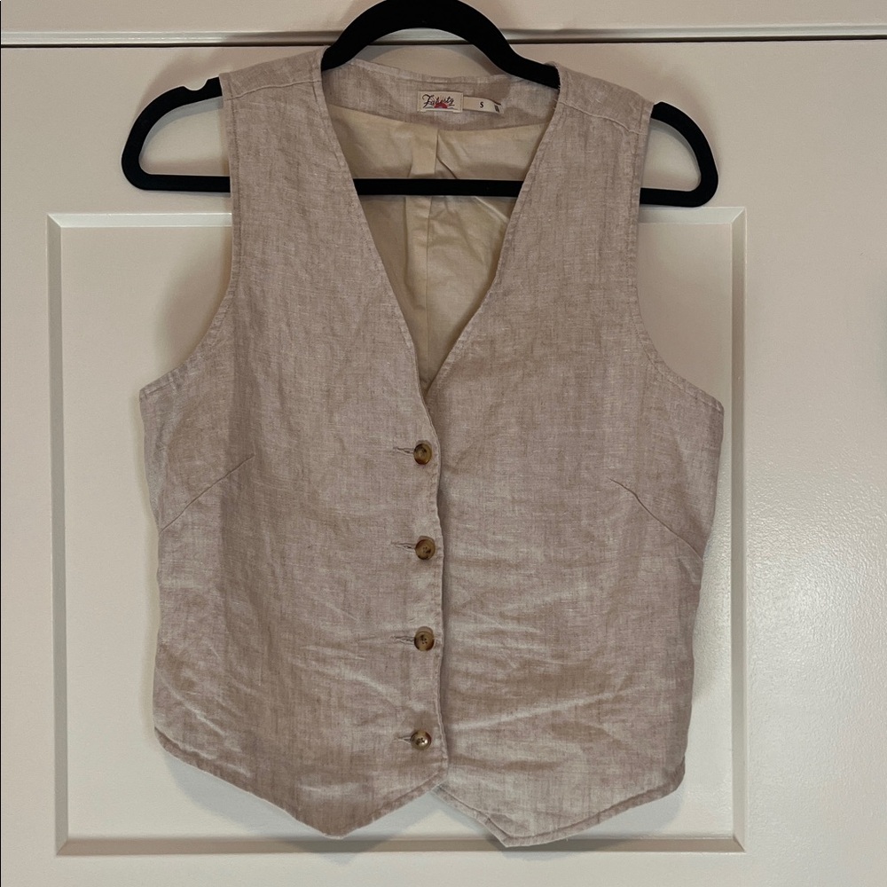 Faherty Beige Buttoned Vest